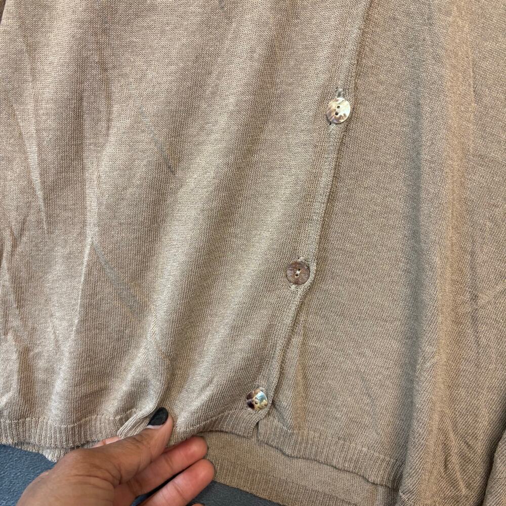 Niu Made in Italy Colorblock Cardigan Blue Tan V-Neck Medium Button Down Preppy - Picture 7 of 12